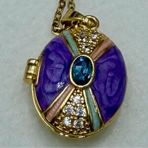 Gold and Purple Locket Necklace